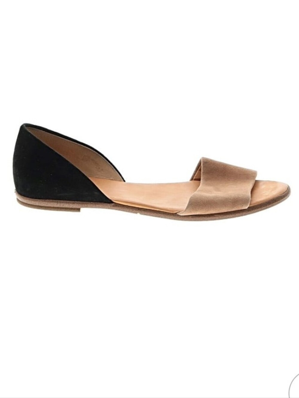 J. Crew Two-Tone D'Orsay Flat in Black and Taupe